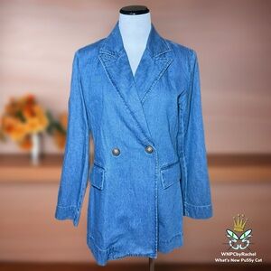 Forever 21 Double-Breasted Denim Blazer, Medium